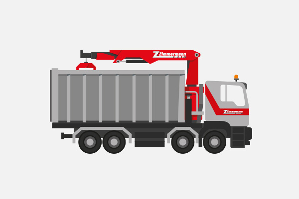 Hakengerät mit Kran